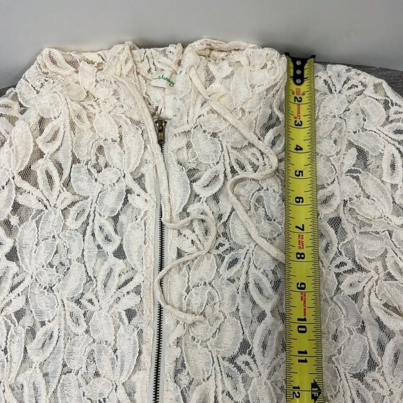 Urban Outfitters Staring at Stars Cream Lace Zip Up Hoodie Size Large - Picture 6 of 7